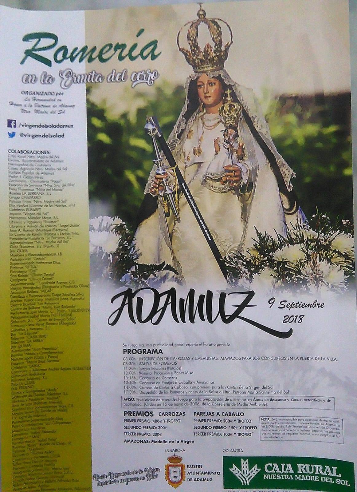 Cartel de Romería de Nuestra Señora del Sol 2018